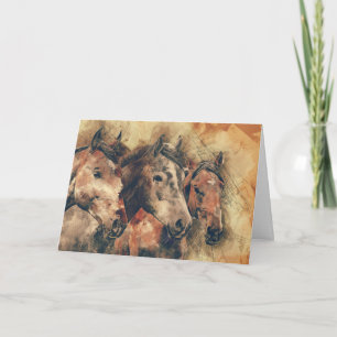Drie paarden krijgen snel een goed Wenskaart Kaart