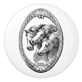 Drie paarden kunst keramische knop (Voorkant)