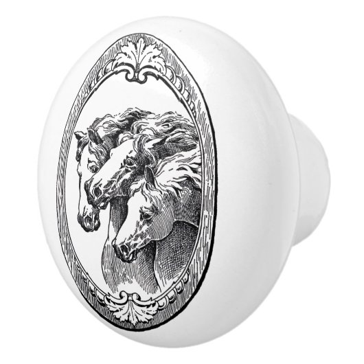 Drie paarden kunst keramische knop (Rechts)