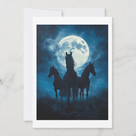 Drie Paarden Maan Bedankkaart (Voorkant)