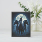 Drie Paarden Maan Briefkaart (Staand voorkant)