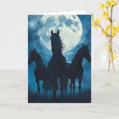 Drie Paarden Maan Kaart (Gele Bloem)