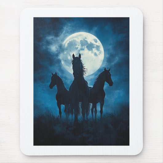 Drie Paarden Maan Muismat (Voorkant)