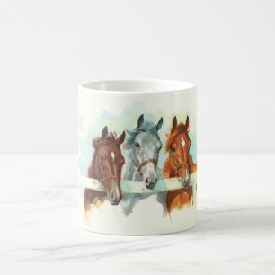 Drie paarden Mok Gray, Chestnut en Leverkastanje