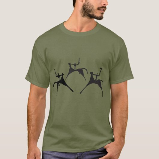 Drie paarden - Petroglyphs Rock Drawing T-shirt (Voorkant)