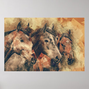 drie paarden poster