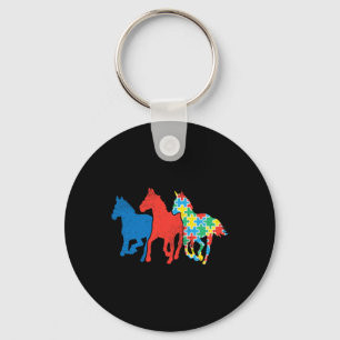 Drie paarden Puzzle Red Blue Autism Awareness ASL Sleutelhanger