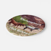Drie paarden, Southwest, 75th Birthday Party Papieren Bordje (Gekanteld)
