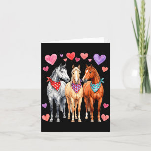 Drie paarden valentijnsdag harten bandana kaart