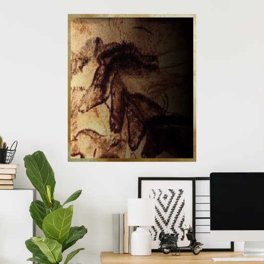 Drie paarden van Lascaux Poster (Thuiskantoor)
