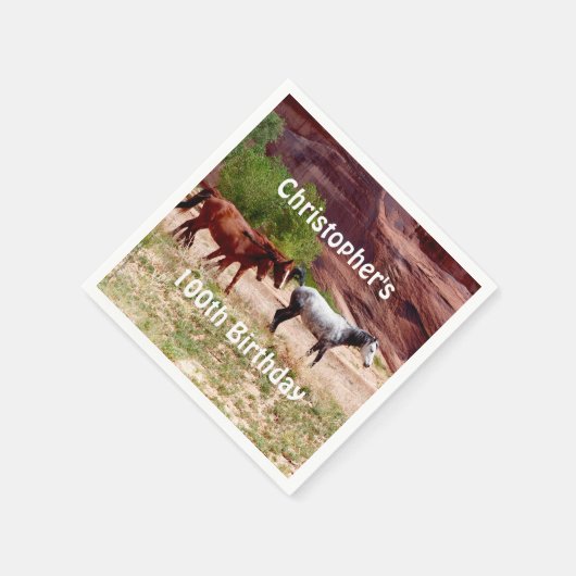 Drie paarden Zuidwest Papier servet 100ste verjaar (Hoek)