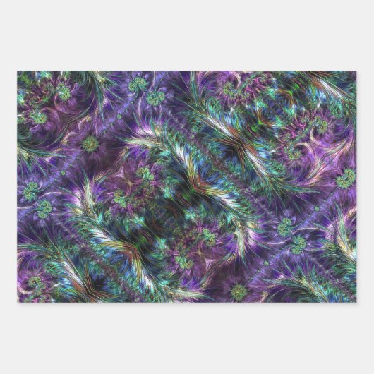 Drie Paarse Abstracte Kunst Inpakpapier Vel (Voorkant 3)