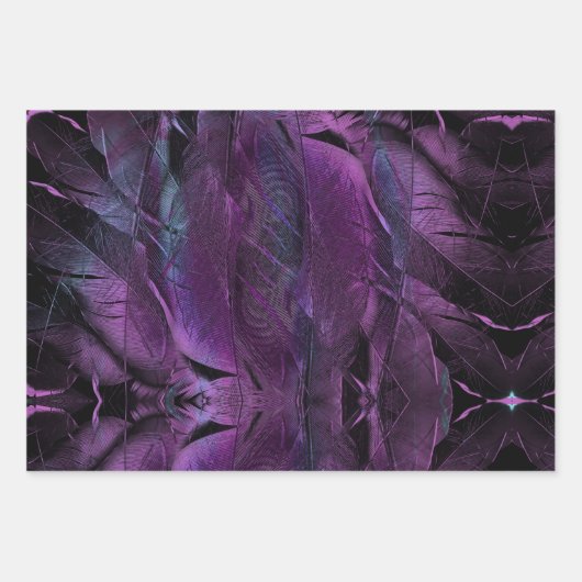 Drie Paarse Abstracte Kunst Inpakpapier Vel (Voorkant 2)