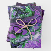 Drie Paarse Abstracte Kunst Inpakpapier Vel (In situ)