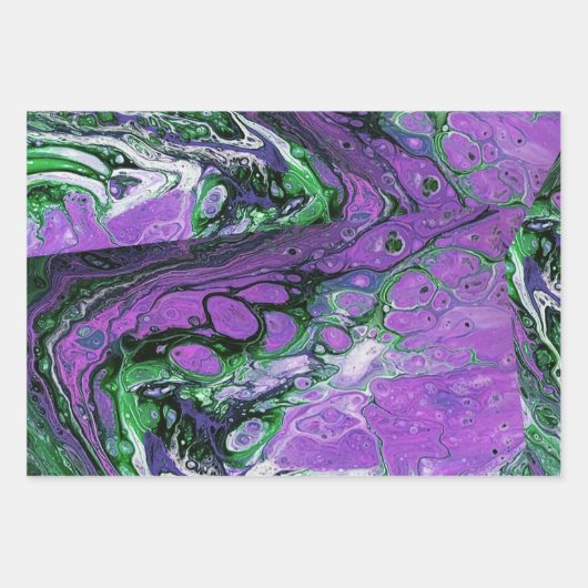 Drie Paarse Abstracte Kunst Inpakpapier Vel (Voorkant)