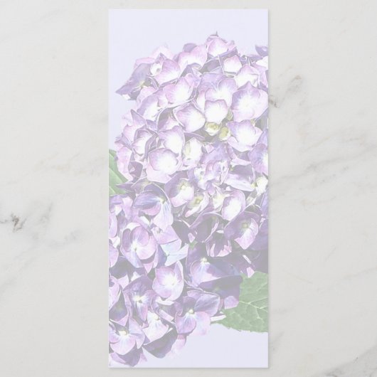 Drie Paarse hydrangea Clusters Wedding Menu (Achterkant)
