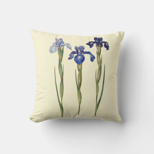 Drie Paarse Iris Outdoor Pillow 16x16 Buitenkussen (Voorkant)