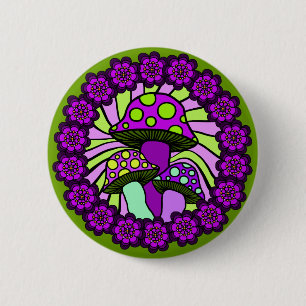 Drie Paarse paddenstoelen Button
