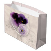 Drie paarse paniekjes groot cadeauzakje (Achterkant Gekanteld)