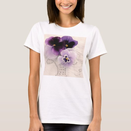 Drie paarse paniekjes t-shirt (Voorkant)