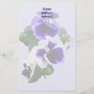 Drie Paarse Pansies in een weduwenproduct Briefpapier