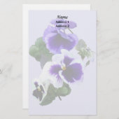 Drie Paarse Pansies in een weduwenproduct Briefpapier (Voorkant / Achterkant)