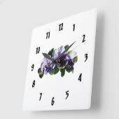 Drie Paarse Pansies Vierkante Klok (Hoek)