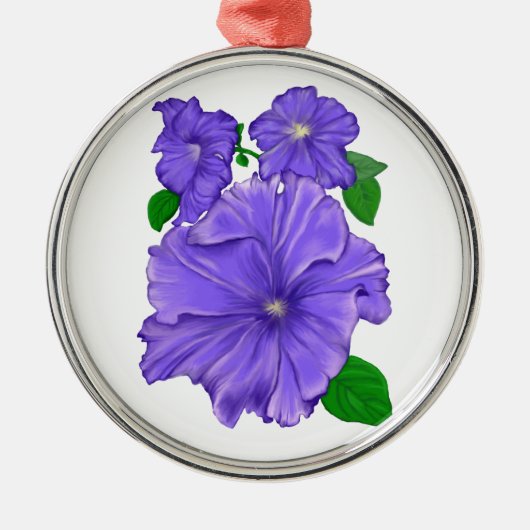 Drie Paarse Petunias Metalen Ornament (Voorkant)