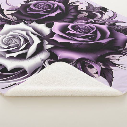 Drie Paarse Rozen Sherpa Deken (3/4)
