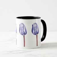 Drie Paarse Tulpen Mok – Minimaal Botanische Kunst