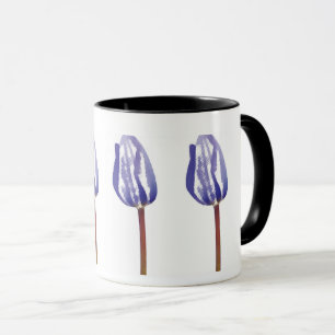 Drie Paarse Tulpen Mok – Minimaal Botanische Kunst