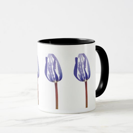 Drie Paarse Tulpen Mok – Minimaal Botanische Kunst (Voorkant rechts)