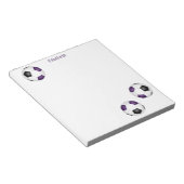 Drie paarse zwarte voetballen notitieblok (Schuin)