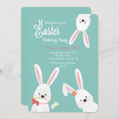Drie paasbunnies Birthday Party Kaart (Voorkant / Achterkant)