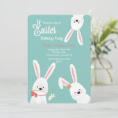 Drie paasbunnies Birthday Party Kaart (Staand voorkant)