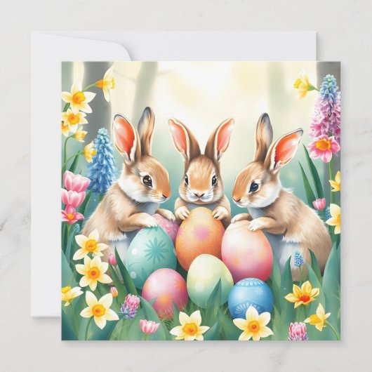 Drie Paashaasjes Feestdagenkaart (Voorkant)