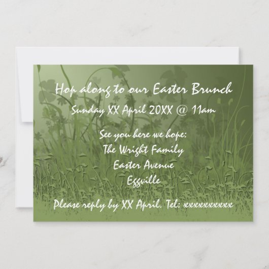 Drie Paaskonijnen Uitnodiging tot Brunch (Achterkant)