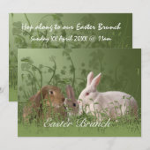 Drie Paaskonijnen Uitnodiging tot Brunch (Voorkant / Achterkant)