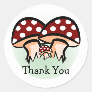Drie paddenstoelen Dank je Ronde Sticker