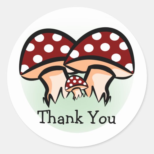 Drie paddenstoelen Dank je Ronde Sticker (Voorkant)