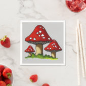 Drie paddestoelen, originele illustratie servetten (Insitu)