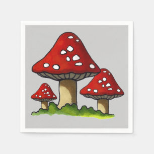 Drie paddestoelen, originele illustratie servetten