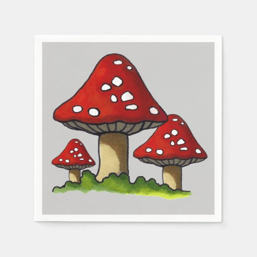 Drie paddestoelen, originele illustratie servetten (Voorkant)