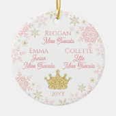 Drie Pageante Princesses Roze Gold Snowflakes Keramisch Ornament (Voorkant)