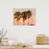 Drie palmbomen in Warm Sunset Poster (Keuken)
