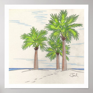 DRIE PALMS-afdrukken (11 x 11 inch) Poster