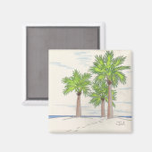 DRIE PALMS magneet (vierkant) (Voorkant / Achterkant)