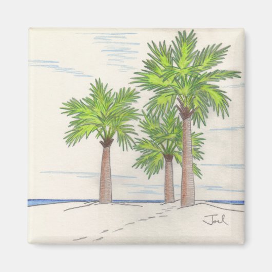 DRIE PALMS magneet (vierkant) (Voorkant)