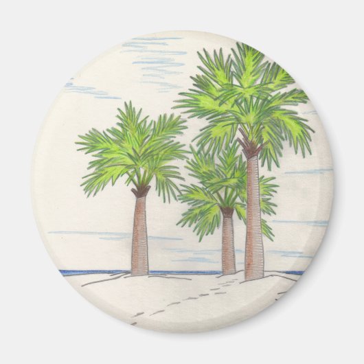 DRIE PALMS magnet (rond) (Voorkant)