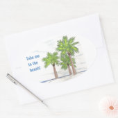 DRIE PALMS-stickers (4) Ovale Sticker (Envelop)